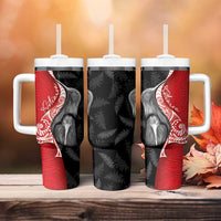 New Zealand Aotearoa Tumbler With Handle Kiwi Fern Maori Pattern Red Version