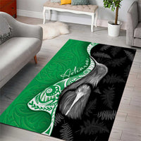 New Zealand Aotearoa Area Rug Kiwi Fern Maori Pattern Green Version