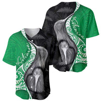 New Zealand Aotearoa Baseball Jersey Kiwi Fern Maori Pattern Green Version