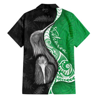 New Zealand Aotearoa Family Matching Puletasi and Hawaiian Shirt Kiwi Fern Maori Pattern Green Version