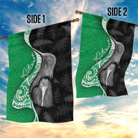 New Zealand Aotearoa Garden Flag Kiwi Fern Maori Pattern Green Version