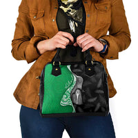 New Zealand Aotearoa Shoulder Handbag Kiwi Fern Maori Pattern Green Version