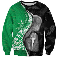 New Zealand Aotearoa Sweatshirt Kiwi Fern Maori Pattern Green Version