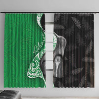 New Zealand Aotearoa Window Curtain Kiwi Fern Maori Pattern Green Version