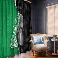 New Zealand Aotearoa Window Curtain Kiwi Fern Maori Pattern Green Version