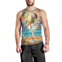 Aloha Hawaii Men Tank Top Hula Martini Tropical Vibes - Polynesian Pride