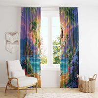 Aloha Hawaii Window Curtain Hula Martini Tropical Vibes - Polynesian Pride