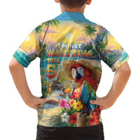 Hawaii Parrot Family Matching Short Sleeve Bodycon Dress and Hawaiian Shirt Im Not Waiting Till 5 Oclock - Polynesian Pride