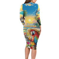 Hawaii Parrot Long Sleeve Bodycon Dress Im Not Waiting Till 5 Oclock LT05 - Polynesian Pride