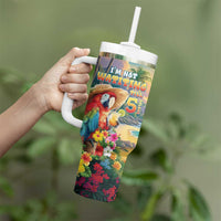 Hawaii Parrot Tumbler With Handle Im Not Waiting Till 5 Oclock - Polynesian Pride