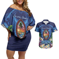 Guam Liberation Day Couples Matching Off Shoulder Short Dress and Hawaiian Shirt Pas Para I Chamoru