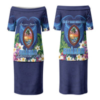 Guam Liberation Day Family Matching Puletasi and Hawaiian Shirt Pas Para I Chamoru LT05 Mom's Dress Navy - Polynesian Pride