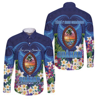 Guam Liberation Day Family Matching Puletasi and Hawaiian Shirt Pas Para I Chamoru LT05 Dad's Shirt - Long Sleeve Navy - Polynesian Pride