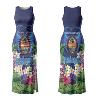 Guam Liberation Day Family Matching Tank Maxi Dress and Hawaiian Shirt Pas Para I Chamoru LT05 Mom's Dress Navy - Polynesian Pride