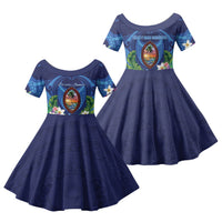 Guam Liberation Day Family Matching Tank Maxi Dress and Hawaiian Shirt Pas Para I Chamoru LT05 Daughter's Dress Navy - Polynesian Pride