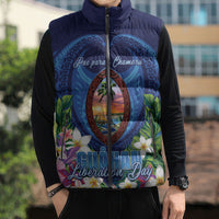 Guam Liberation Day Sleeveless Puffer Jacket Pas Para I Chamoru