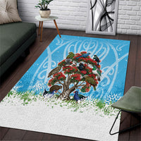 New Zealand Birds Christmas Area Rug Pohutukawa Xmas Tree