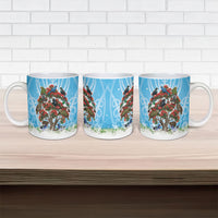 New Zealand Birds Christmas Ceramic Mug Pohutukawa Xmas Tree