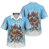 New Zealand Birds Christmas Family Matching Off Shoulder Maxi Dress and Hawaiian Shirt Pohutukawa Xmas Tree LT05 Son's Shirt Blue - Polynesian Pride