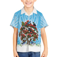 New Zealand Birds Christmas Hawaiian Shirt Pohutukawa Xmas Tree