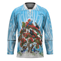 New Zealand Birds Christmas Hockey Jersey Pohutukawa Xmas Tree