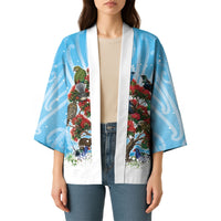 New Zealand Birds Christmas Kimono Pohutukawa Xmas Tree