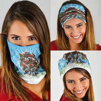 New Zealand Birds Christmas Neck Gaiter Pohutukawa Xmas Tree