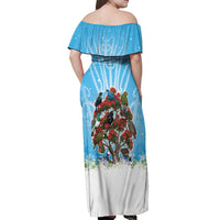 New Zealand Birds Christmas Off Shoulder Maxi Dress Pohutukawa Xmas Tree