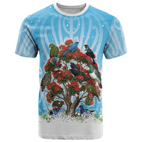 New Zealand Birds Christmas T Shirt Pohutukawa Xmas Tree