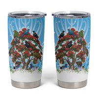 New Zealand Birds Christmas Tumbler Cup Pohutukawa Xmas Tree