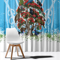 New Zealand Birds Christmas Window Curtain Pohutukawa Xmas Tree
