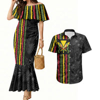 Hawaii Lei Kanaka Maoli Flag Couples Matching Mermaid Dress and Hawaiian Shirt Tropical Vibes