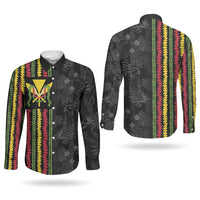 Hawaii Lei Kanaka Maoli Flag Couples Matching Off Shoulder Maxi Dress and Long Sleeve Button Shirt Tropical Vibes