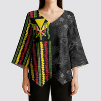 Hawaii Lei Kanaka Maoli Flag Kimono Sleeve Blouse Tropical Vibes
