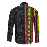 Hawaii Lei Kanaka Maoli Flag Long Sleeve Button Shirt Tropical Vibes