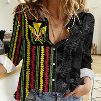 Hawaii Lei Kanaka Maoli Flag Women Casual Shirt Tropical Vibes