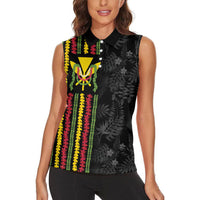 Hawaii Lei Kanaka Maoli Flag Women Sleeveless Polo Shirt Tropical Vibes