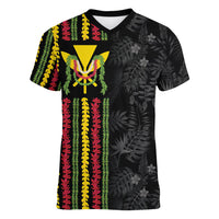 Hawaii Lei Kanaka Maoli Flag Women V-Neck T-Shirt Tropical Vibes