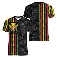 Hawaii Lei Kanaka Maoli Flag Women V-Neck T-Shirt Tropical Vibes