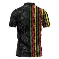 Hawaii Lei Kanaka Maoli Flag Zipper Polo Shirt Tropical Vibes LT05 - Polynesian Pride