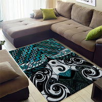New Zealand Maori Area Rug Poutama Pikorua - Single Twist Paua Shell