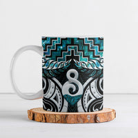 New Zealand Maori Ceramic Mug Poutama Pikorua - Single Twist Paua Shell