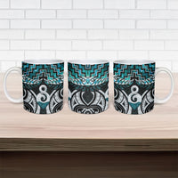 New Zealand Maori Ceramic Mug Poutama Pikorua - Single Twist Paua Shell