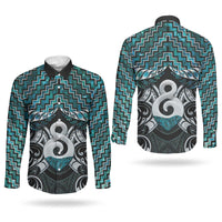New Zealand Maori Couples Matching Tank Maxi Dress and Long Sleeve Button Shirt Poutama Pikorua - Single Twist Paua Shell