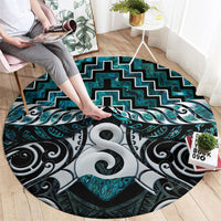 New Zealand Maori Round Carpet Poutama Pikorua - Single Twist Paua Shell