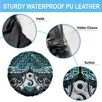 New Zealand Maori Spare Tire Cover Poutama Pikorua - Single Twist Paua Shell