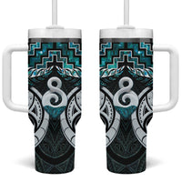 New Zealand Maori Tumbler With Handle Poutama Pikorua - Single Twist Paua Shell