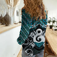 New Zealand Maori Women Casual Shirt Poutama Pikorua - Single Twist Paua Shell