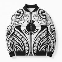 New Caledonia Day Bomber Puffer Jacket Polynesian Curves White Color LT05 Unisex White - Polynesian Pride