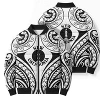 New Caledonia Day Bomber Puffer Jacket Polynesian Curves White Color LT05 - Polynesian Pride